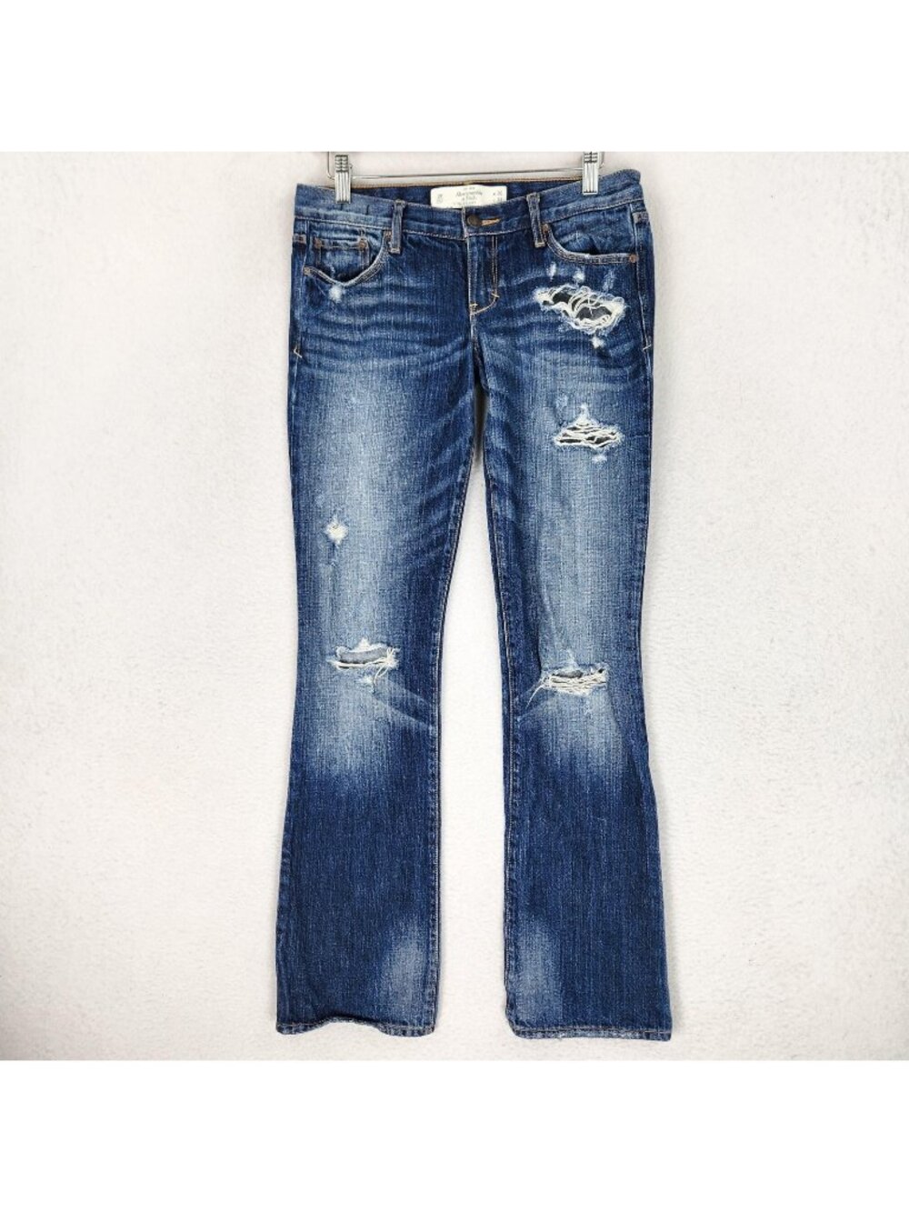 Abercrombie Fitch Jeans Womens 2 26 Blue Low Rise Bootcut Distressed Denim Emma
